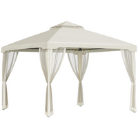 Outsunny 10 ft W x 10 ft L Patio Gazebo Pavilion 2 Tire Roof Canopy - Cream White-Polyester fabric to block harmful sunlight