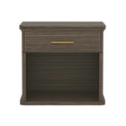 Manhattan Comfort Clifford Traditional 1-Drawer Nightstand - Walnut-Wood Grain Laminate Finish: Warm, natural wood look with a durable, easy-to-clean surface