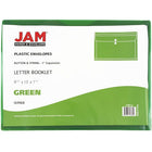 JAM Paper Plastic Envelopes with Button and String Tie Closure, Letter Booklet, 9.75 x 13, Green Poly, 12 Pack (218B1GR)-Opening: booklet