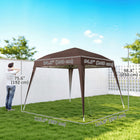 Outsunny 8 ft W x 8 ft L Pop Up Canopy Foldable Outdoor Canopy Tent with Bag - Coffee-Heavy-duty metal construction ensures steadiness and stability