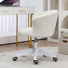 Vinsetto Fluffy Armless Office Chair with Adjustable Height - White-Assembly required