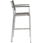 Modway Shore Outdoor Patio Aluminum Bar Stool - Silver Gray-Anodized Aluminum Frame