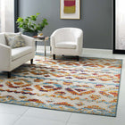 Modway Reflect Takara Abstract Diamond Moroccan Trellis Indoor/Outdoor Area Rug - 8 ft W x 10 ft L - Multicolored-Tight Low Pile Weave