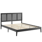 Modway Sirocco Rattan and Wood Queen Platform Bed - Black-Queen Platform Bed With Headboard