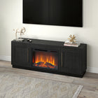 Hudson&Canal Tillman TV Stand with 26" Log Fireplace for TV's up to 75" - Black Grain-Product Dimensions: 15.75" L x 68" W x 25" H
