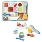 Melissa & Doug - Puzzle magnétique en bois Glaces - 16 pièces -Design innovant unique sur le marché. Soulevez les pièces de crème glacée et de garniture à l'aide de la cuillère à glace magnétique et disposer-les dans une coupe, un pot ou un cornet , combine une activité puzzle et jeux de rôle pour les tout-petits