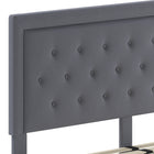 Flash Furniture Roxbury King Size Tufted Upholstered Platform Bed - Light Grey Fabric-Center Support Metal Leg