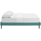 Modway Loryn Fabric King Bed Frame with Round Splayed Legs - Teal-Center Rail with Support Two Legs