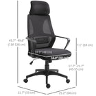 Vinsetto Mesh Office Chair with Adjustable Headrest - Black-The headrest can move up or down