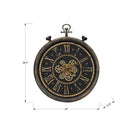 Monarch Specialties Clocks 24" Round Wall Clock - Brown -This antique style analog clock features a quiet, non-ticking quartz movement for accurate timekeeping, with functioning metal gears as a striking element