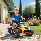 Qaba 12V 3-Wheeler Battery Powered Kids Electric Vehicle - Yellow-Eye-catching reverse trike design and bold colors engage children's interest 