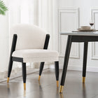 Manhattan Comfort Ola 21.46" Modern Chenille Upholstered Dining Chair - Cream-Frame Made of High Quality Elm Wood with Metal Brushed Gold Tips for Fashion and Durability
