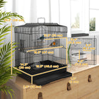 PawHut 23" H Small Bird Cage with Handle - Black-Includes two wooden perches, two plastic feeders and a swing 