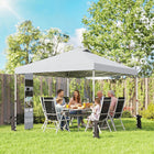 Outsunny 9.6 ft W x 9.6 ft L Pop Up Canopy Tent with Pockets - 1-Button Push - White-210D Oxford fabric with silver coating for UPF50+ sun protection