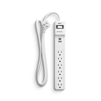 NXT Technologies 6-Outlet 2-USB Port Surge Protector - 4' Cord - White -Six grounded AC outlets, one USB Type-A, and one USB Type-C ports allow to conveniently power multiple devices such as phones, tablets, and monitors all at once