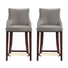 Manhattan Comfort Shubert 22.64" Modern Leatherette Upholstered Counter Stool - Dark Taupe - 2 Pack-Modern Counter Stool with Backseat Perfect for Counter and Kitchen Use. Set of 2