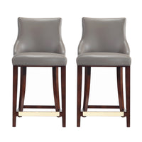 Manhattan Comfort Shubert 22.64" Modern Leatherette Upholstered Counter Stool - Dark Taupe - 2 Pack-Modern Counter Stool with Backseat Perfect for Counter and Kitchen Use. Set of 2