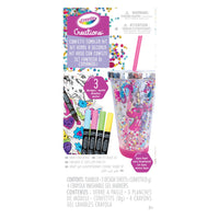 Crayola Creations, Confetti Tumbler-Includes tumbler, 3 design sheets, 8 grams of confetti & 4 Crayola washable gel markers