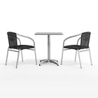 Flash Furniture 23.5'' Square Aluminum Indoor-Outdoor Table with 2 Black Rattan Chairs (TLH-ALUM-24SQ-020BKCHR2-GG)-ANSI BIFMA Certified