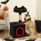 PawHut 28" Gothic Cat Tree Tower with Plush Top Bed - Red/Black-Includes a natural sisal post to satisfy scratching urges and protect your furniture 