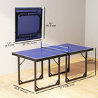 Soozier Compact Midsize Tennis Table - 6' x 3' - Blue-Includes an easily attachable custom-sized net and the classic screw clamp design for easy setting