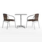 Flash Furniture 23.5'' Square Aluminum Indoor/Outdoor Table with 2 Rattan Chairs (TLH24SQ020CHR2)-Assembly Required