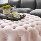Modway Amour Tufted Button Large Round Performance Velvet Ottoman - Pink-Durable Stain-Resistant Fabric