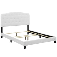 Modway Amelia Upholstered Fabric Queen Bed - White-Modern Bed Frame With Headboard