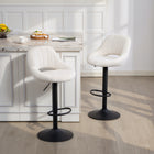 HOMCOM Adjustable Counter Height Swivel Bar Stools - Cream - 2 Pack-Plush fabric upholstery and curved backrest provide optimal comfort
