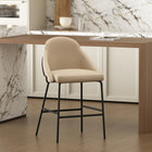 Manhattan Comfort Gracie 22" Modern Leatherette Upholstered Counter Stool - Tan and Black-Frame and Legs Features Choice of Fully Welded Black Steel or Gold Stainless Steel