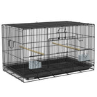 PawHut 18" H Bird Cage with Removable Tray, Bottom Mesh Panel, Wooden Perches and Swing - Black-This birdcage boasts easy access through a front door that features a small door and two small side doors 
