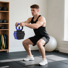 Soozier 4-in-1 Adjustable Dumbbell Set - 55 lb Free Weights Set - Blue-Non-slip handlebars, making it easy to hold and lift 