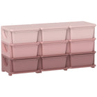 Qaba Kids Toy Storage Organizer with 9 Plastic Bins - Pink-Rounded edges help prevent your kid from getting injured in case they fall
