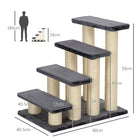 PawHut 4-Tier Pet Stairs with Scatching Post - Dark Grey-This dog steps includes various platforms for all activities such as sleep, exercise, relax and play 