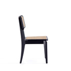 Manhattan Comfort Giverny 18.11" Industry Chic Dining Chair - Black and Natural Cane - Set of 4-Seat Height Measures: 17.32 in. With Weight Capacity of 275 lb