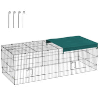PawHut Small Animal Cage - 87" x 34" x 28" - Green-Not only indoor use but also allows outdoor use 
