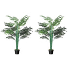 Outsunny 5' Artificial Tropical Palm Tree with Lifelike Leaves - Green - 2 Pack-Beautiful artificial palm design plant, set of two 