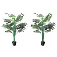 Outsunny 5' Artificial Tropical Palm Tree with Lifelike Leaves - Green - 2 Pack-Beautiful artificial palm design plant, set of two 
