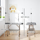 PawHut Adjustable Dog Grooming Table with 2 Safety Slings - Black-Two slings to safely and securely hold your dog in place whilst grooming