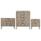 Manhattan Comfort DUMBO Modern Nightstand, Dresser Set and 5-Drawer Tall Dresser Set - Rustic Grey-Modern-Contemporary with a taste of Glam Bedroom Dresser Set. Includes 1 Standard Dresser, 1 Tall Dresser, and 1 Nightstand 2.0.