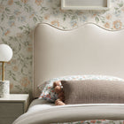 Modway Athena Stain-Resistant Performance Velvet Twin Size Headboard - Alabaster-Wood Blend Frame