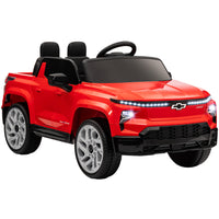 Qaba 12V CHEVROLET Licensed Kids Ride on RC Car - Red-Licensed CHEVROLET SILVERADO EV RST enhances authentic play experience 