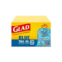 Glad Tie N Toss Forceflex Tall, Blue, 45L, 50 Pack-45L