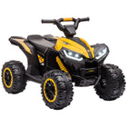 Aosom 12V Kids Electric 4-Wheeler ATV with Music and Headlights - Yellow-Can handle multiple types of ground including grass, sand, pavement, brick, and wood 