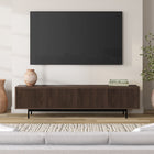 Hudson&Canal Whitman TV Stand for TV's up to 85" - Alder Brown-Constructed of sturdy steel and MDF materials in a handcrafted alder brown finish