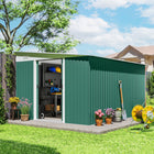 Outsunny 11' x 9' Steel Garden Storage Shed-Sloped roof to prevent water build-up    
