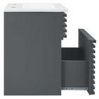 Modway Render 18" Wall-Mount Bathroom Vanity - Grey/White-Full-Extension Drawer