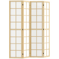 HOMCOM 4 Panel Freestanding Room Divider for Bedroom - Natural and White-Adds instant privacy in bedrooms, offices, or any room 
