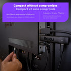 Roku Streaming Stick Plus-Slim design plugs directly into your TV—no blocked ports, no power brick, no mess