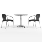 31.5'' Round Aluminum Indoor-Outdoor Table with 2 Black Rattan Chairs (TLH-ALUM-32RD-020BKCHR2-GG)-4